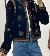 PRELOVED Black Velvet Embellished Jacket
