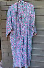 Kimono/Robe Cotton Aqua and Pink Long