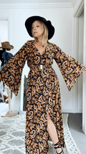 Eclectic Bohemian Witchcraft Bell Sleeve Dress Black Paisley